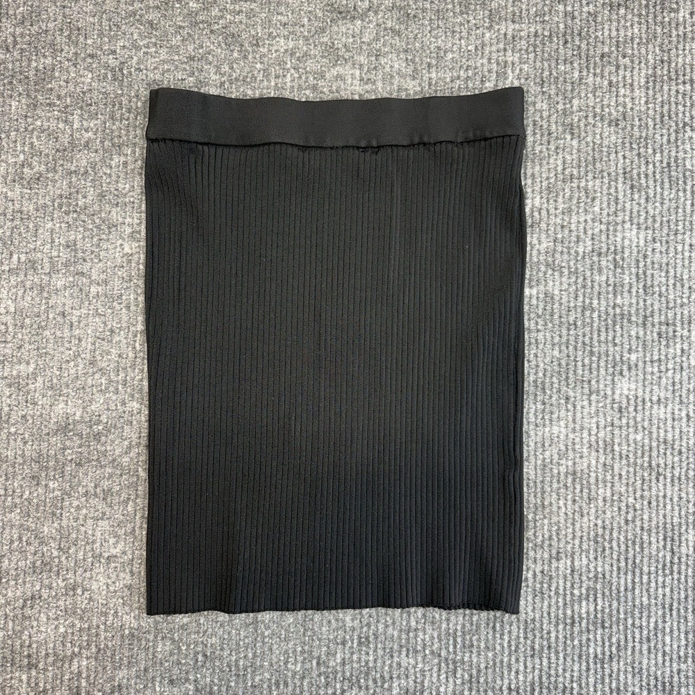 Knit Black Ribbed Bodycon‎ Skirt Womens Medium Chic Minimalist Mini Zara